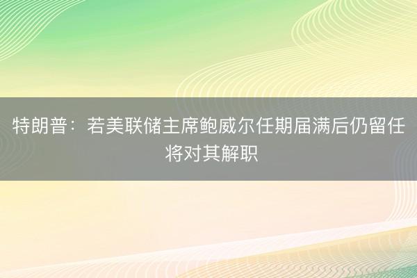 特朗普：若美联储主席鲍威尔任期届满后仍留任 将对其解职