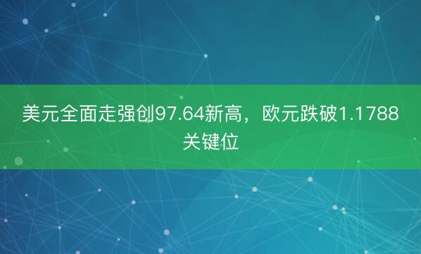 美元全面走强创97.64新高，欧元跌破1.1788关键位