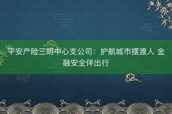 平安产险三明中心支公司：护航城市摆渡人 金融安全伴出行
