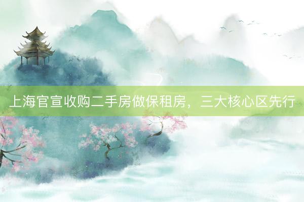 上海官宣收购二手房做保租房，三大核心区先行