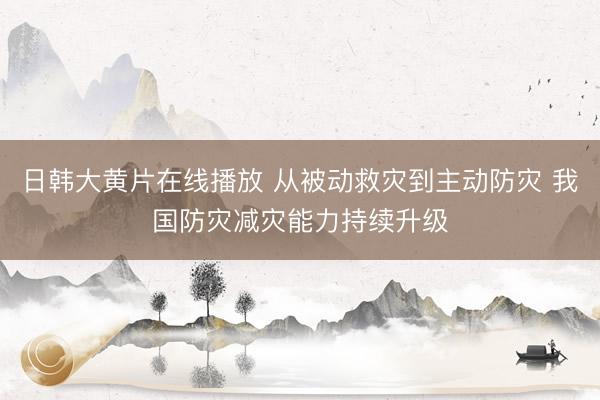日韩大黄片在线播放 从被动救灾到主动防灾 我国防灾减灾能力持续升级