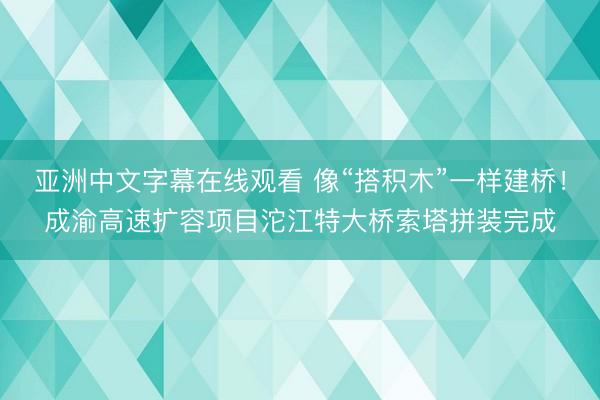 亚洲中文字幕在线观看 像“搭积木”一样建桥！成渝高速扩容项目沱江特大桥索塔拼装完成