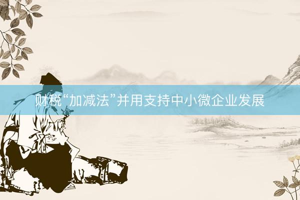 财税“加减法”并用支持中小微企业发展