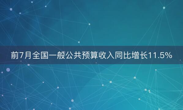 前7月全国一般公共预算收入同比增长11.5%