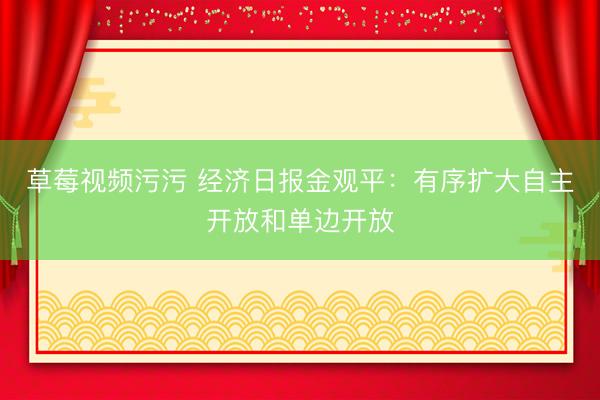 草莓视频污污 经济日报金观平：有序扩大自主开放和单边开放