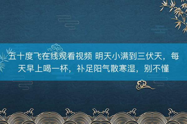五十度飞在线观看视频 明天小满到三伏天，每天早上喝一杯，补足阳气散寒湿，别不懂