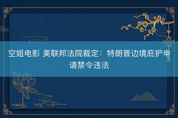 空姐电影 美联邦法院裁定：特朗普边境庇护申请禁令违法