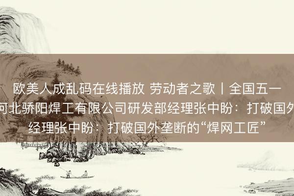 欧美人成乱码在线播放 劳动者之歌丨全国五一劳动奖章获得者、河北骄阳焊工有限公司研发部经理张中盼：打破国外垄断的“焊网工匠”