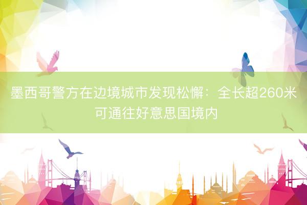 墨西哥警方在边境城市发现松懈：全长超260米 可通往好意思国境内
