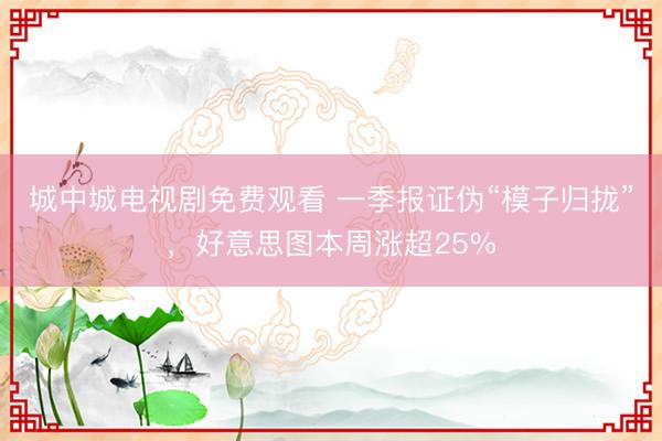 城中城电视剧免费观看 一季报证伪“模子归拢”，好意思图本周涨超25%