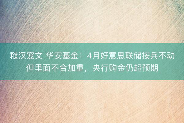 糙汉宠文 华安基金：4月好意思联储按兵不动但里面不合加重，央行购金仍超预期