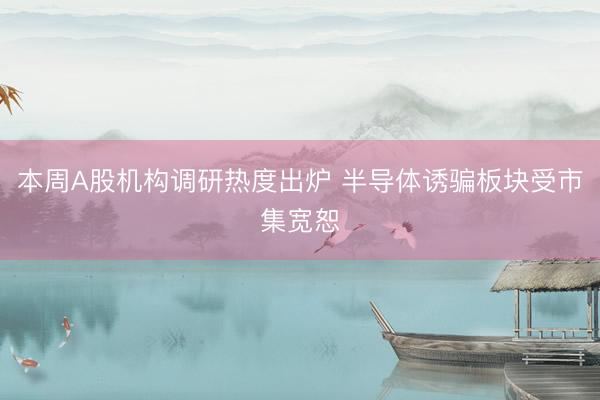 本周A股机构调研热度出炉 半导体诱骗板块受市集宽恕