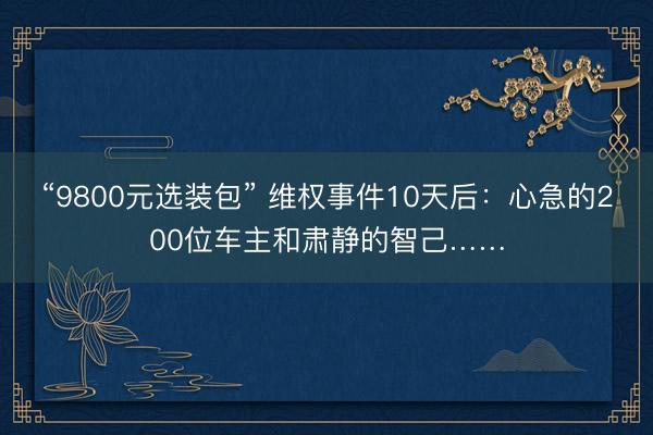 “9800元选装包” 维权事件10天后：心急的200位车主和肃静的智己……